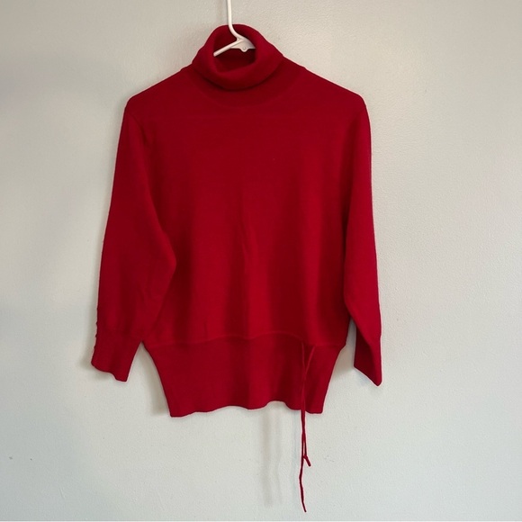 Sarah Spencer Sweaters - Sarah Spencer Italian Merino Wool Turtleneck Sweater Drawstring Sz L Red Casual
